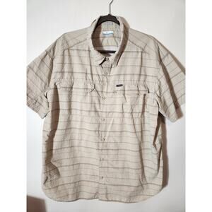 Columbia Omni-shade button up fishing shirt beige short sleeve XXL